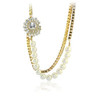 Picture of Gold-Tone Pearl And CZ Fancy Stylish Necklace