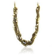 Picture of Copper-Tone Twisted CZ and Pearl Necklace