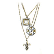 Picture of Silver-tone and Copper-Tone Fleur de Lis Triple Charms Necklace