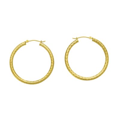 Picture of 14K 2x30mm Diamond-Cut Hoop Earrings