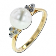 Picture of Fresh Water Pearl Diamond Ring