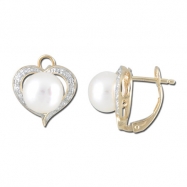 Picture of Fresh Water Pearl Diamond Heart Shape YG Earrings