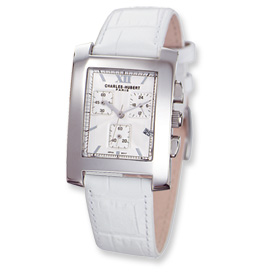 Picture of Ladies' Charles Hubert White Leather Band & Dial with Date Watch