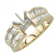 Picture of Yellow Gold Tap Baguette Diamonds Semi-Mount