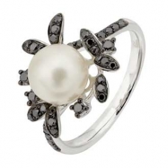 Picture of Freshwater Pearl Diamond Ring