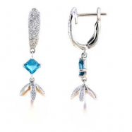 Picture of Freshwater Pearl Amethyst Diamond Earrings
