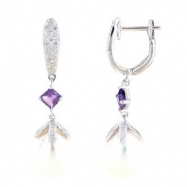 Picture of Freshwater Pearl Blue Topaz Diamond Earrings