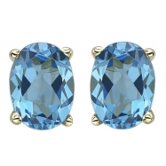 Picture of OVAL SHAPE BLUE TOPAZ PRONG SET STUDS