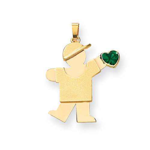 14k Boy with CZ May Birthstone Charm