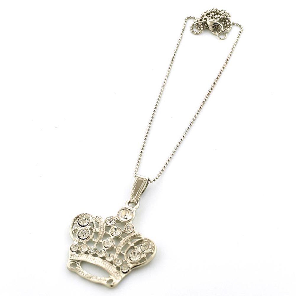 Picture of Fashion Jewelry Silver-Tone Crown Necklace with Clear Rhinestones