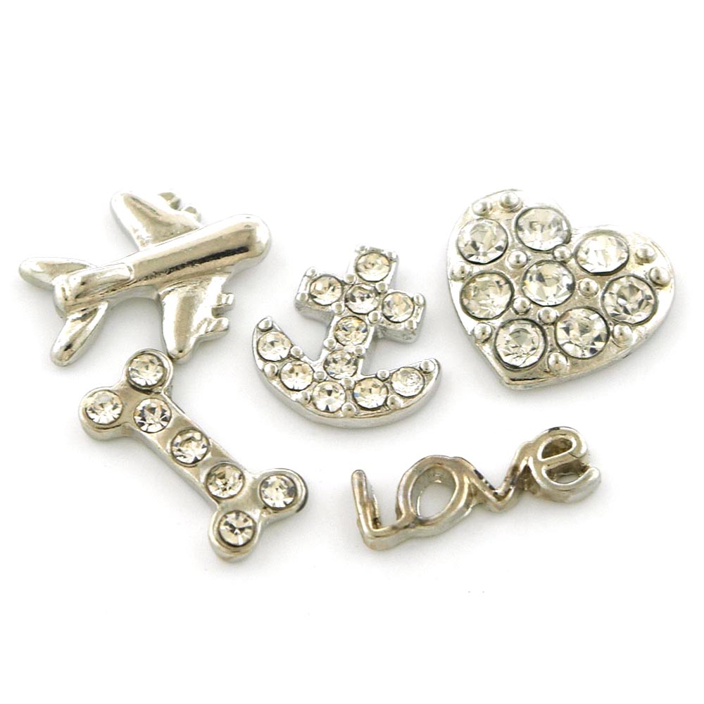Picture of Set of Five (5) I love my Dog Travel Heart Anchor Floating Charms for Floating Charms Locket