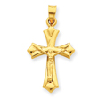 14K Small Floret Tipped Polished Crucifix
