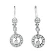 14K White Gold .32ct Diamond Dangle Drop Graduated Circle Earrings