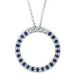 14K White Gold .04ct Diamond & Sapphire Circle Necklace