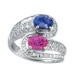 14K White Gold Pink Sapphire & Tanzanite & 1.0ct Diamond Ring SI1-SI2 G-H