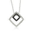 14K White Gold Black & White Diamond Shapes Necklace