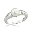 14K White Gold Diamond & Cultured Pearl Ring