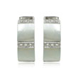 14K White Gold Mother of Pearl & Diamond Sections Earrings