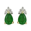 Pear Emerald And Diamond Earrings
