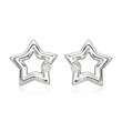 14K White Gold Diamond Adorned Open Star Earrings