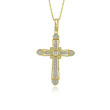14K Yellow Gold Large Fancy Diamond Cross Necklace