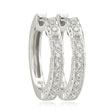 14K White Gold 1/5ct Round Diamond Hinged Hoops