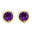 ROUND AMETHYST YELLOW GOLD STUDS