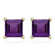 Square Purple Amethyst Prong Set Studs