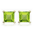 SQUARE GREEN PERIDOT PRONG SET STUDS