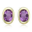OVAL SHAPE AMETHYST BEZEL SET STUDS
