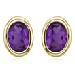 Oval Shape Amethyst Bezel Set Studs