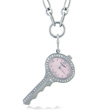 Charles Hubert Swarovski Crystal Pink Dial Key Pendant Watch