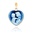 14K Yellow Gold 18mm Heart-Shaped Everlasting Love Agate Cameo Pendant