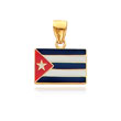 14K Yellow Gold Enameled Cuba Flag Pendant