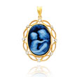 14K White Gold Diamond Adorned Everlasting Love Agate Cameo Pendant