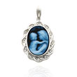 14K White Gold 14mm Diamond Everlasting Love Agate Cameo Pendant