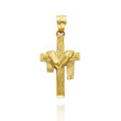 14K Two-Tone Satin Cross with Draped Shroud Pendant