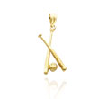14K Yellow Gold Bats & Baseball Pendant