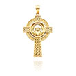 14K Yellow Gold Celtic Claddagh Cross Pendant