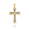14K Two-Tone Heart Cross Pendant