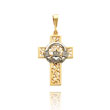 14K Two-Tone Claddagh Thorn Cross Pendant