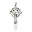 14K White Gold Detailed Celtic Claddagh Cross Pendant