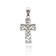 14K White Gold Polished Filigree Cross Pendant