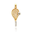 14K Yellow Gold & Rhodium Tennis Racquet & Ball Charm