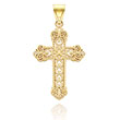 14K Yellow Gold Fancy Design Cross Charm