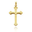 14K Yellow Gold Fancy Budded Cross Pendant