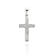 14K White Gold Small Floral Design Cross Pendant