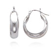 14K White Gold 6.50x15mm Hoop Earrings