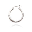 14K White Gold 3x15mm Satin & Diamond Cut Hoops