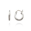 14K White Gold 3x10mm Satin & Diamond Cut Hoops